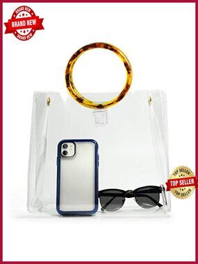 Clear PVC Tote with Tortoiseshell Handles Stadium Approved